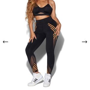 IVY PARK BLACK DRIP 3 STRIPE LEGGINGS